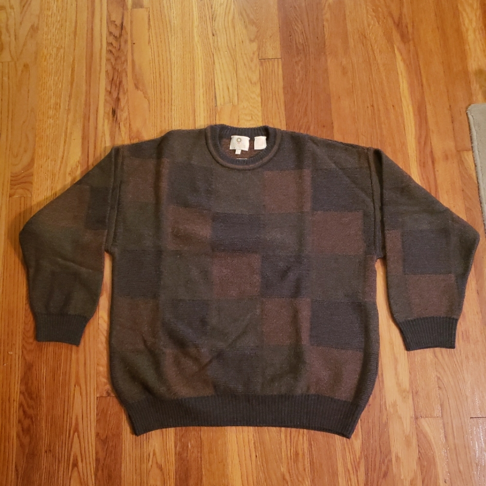 VIYELLA Men’s Sweater Rare 100% Merino Wool Multicolored Large Made In Italy